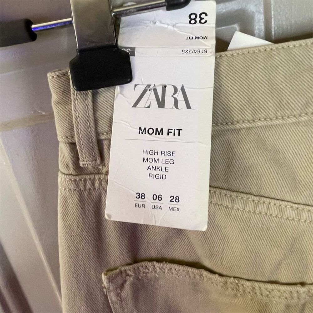Zara Women's High Rise Ankle Jeans Size 6 Tan Relaxed Fit NWT - Picture 4 of 5